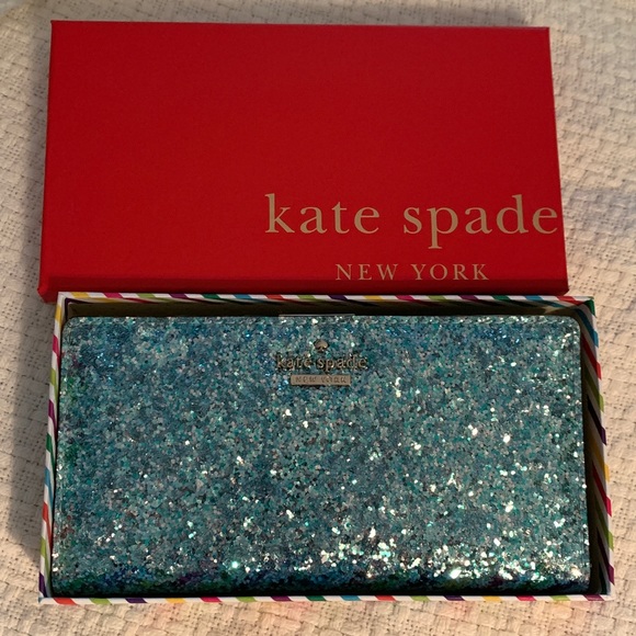kate spade Handbags - Kate Spade Blue Glitter Bug Stacy NEW